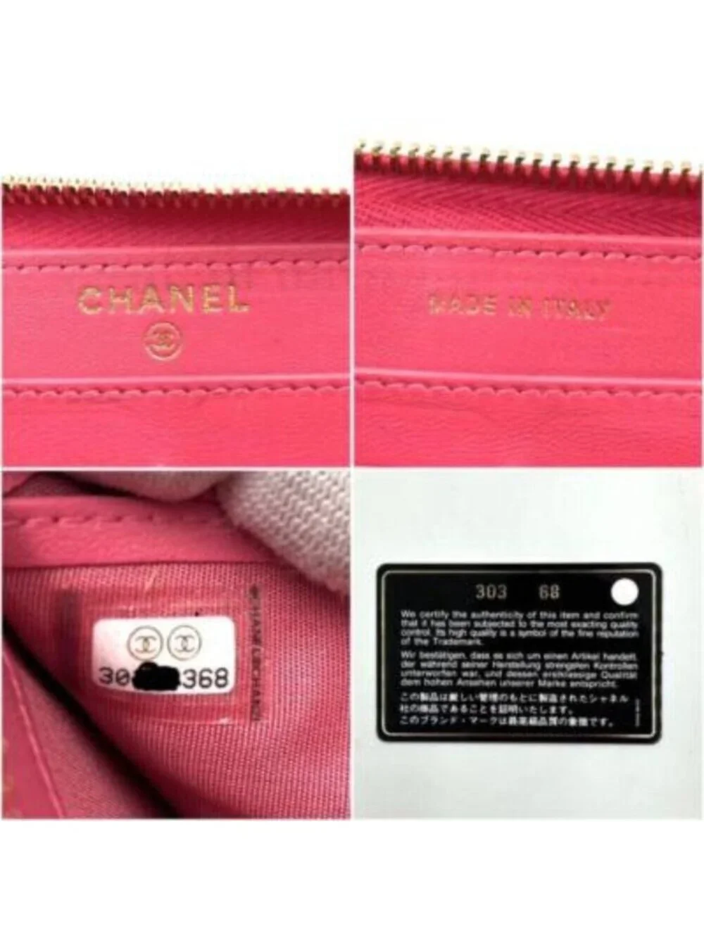 Chanel Pink Lambskin Rhinestone Quilted Long Wallet Lucky Charm Camellia